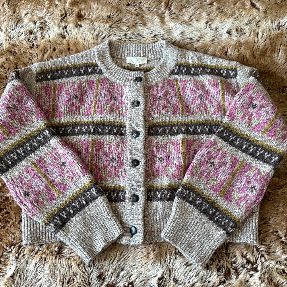 Sezane Antonin Cardigan Beige Rose - Size XL